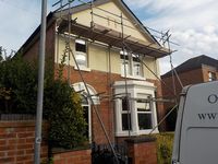 House front with scaffold